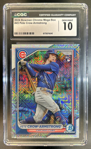 Pete Crow-Armstrong 2024 Bowman Chrome #45 Mega Box Refractor RC Cubs CGC 10