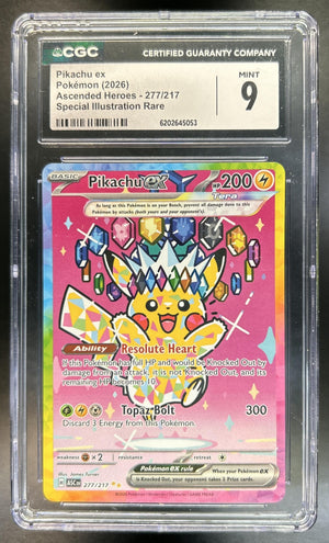 Pikachu ex Ascended Heroes #277/217 Special Illustration Rare CGC 9