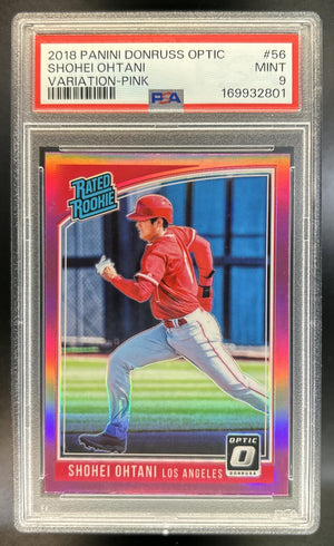 Shohei Ohtani 2018 Panini Donruss Optic #56 Pink Prizm RC Rated Rookie VAR Angels PSA 9