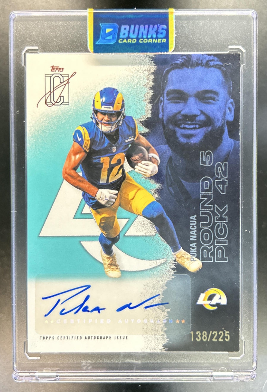 Puka Nacua 2025 Topps Signature Class #33 Veteran Auto Teal Foil 138/225 Rams