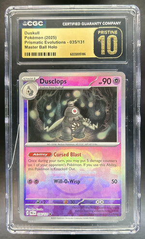 Duskull Prismatic Evolutions #035/131 Reverse Holo Master Ball CGC Pristine 10 Pop 6
