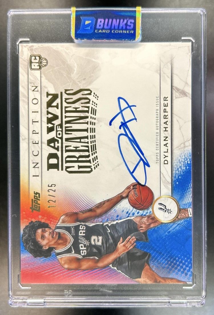 Dylan Harper 2025-26 Topps Inception #DG-DH Dawn of Greatness Auto Blue 12/25 RC Spurs