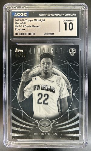 Derik Queen 2025-26 Topps Midnight #MF-23 Moonfall Equinox 6/20 Pelicans CGC 10