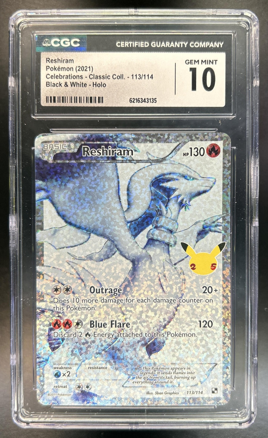 Reshiram Sword & Shield Celebrations #113/114 Classic Collection CGC 10