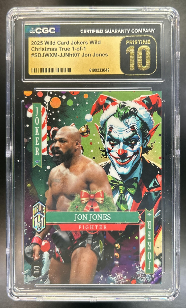 Jon Jones 2025 Wild Card Jokers Wild Christmas True 1-of-1 CGC Pristine 10