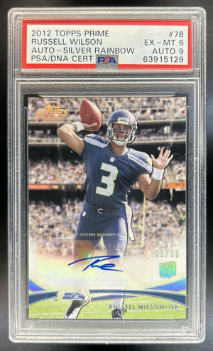 Russell Wilson 2012 Topps Prime Hobby #78 Rookie Auto Silver Rainbow 5/50 RC Seahawks PSA 6