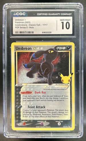 Umbreon Sword & Shield Celebrations #17/17 Classic Collection CGC 10