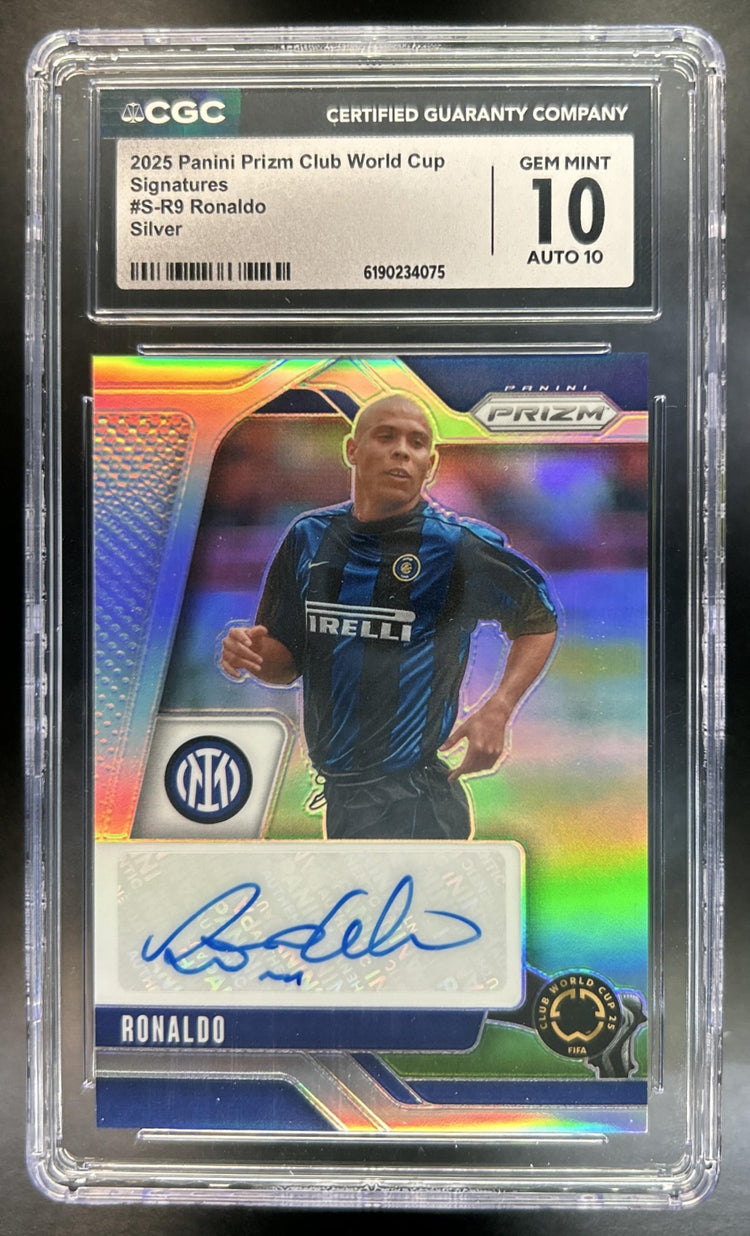 Ronaldo Prizm FIFA Club World Cup #S-R Signatures Silver Auto CGC 10