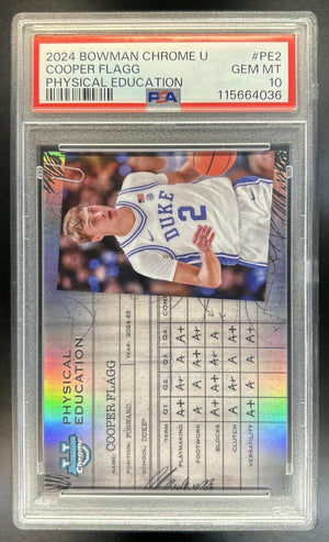 Cooper Flagg 2024-25 Bowman Chrome University #PE-2 Physical Education Blue Devils PSA 10