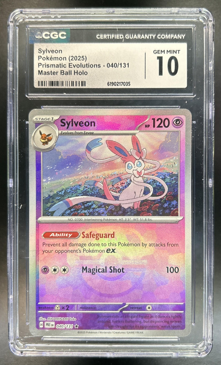 Sylveon Prismatic Evolutions #040/131 Reverse Holo Master Ball CGC 10