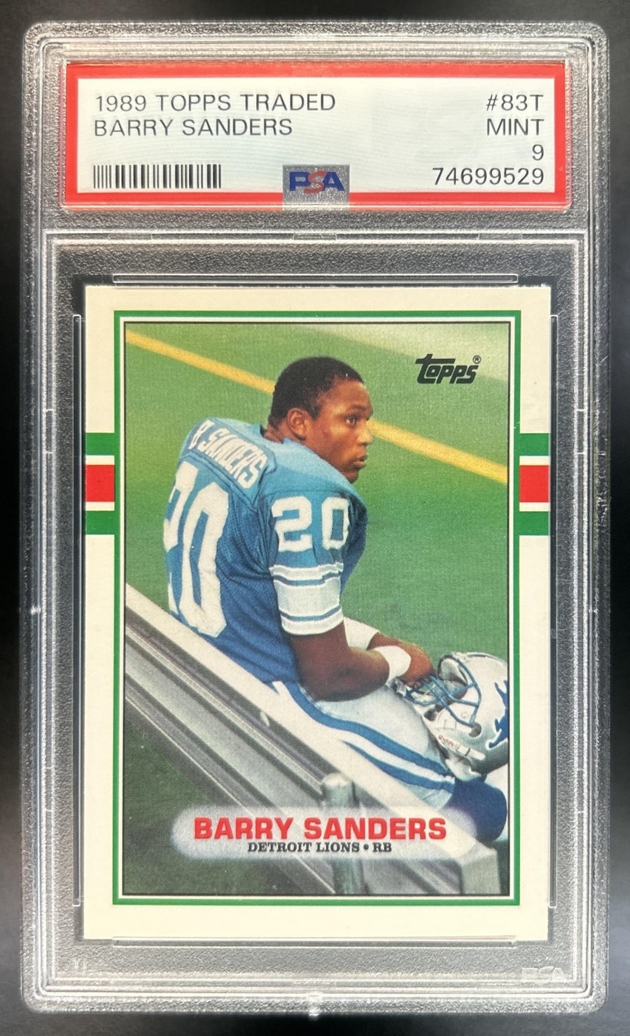 Barry Sanders 1989 Topps Traded #83T RC Lions PSA 9