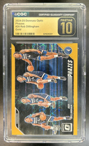Rob Dillingham 2024-25 Panini Donruss Optic #26 Phazes Gold 7/10 Timberwolves CGC Pristine 10