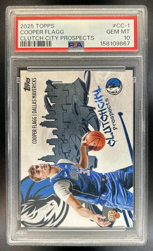 Cooper Flagg 2025-26 Topps #CC-1 Clutch City Prospects RC Mavericks PSA 10