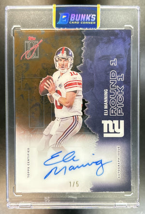 Eli Manning 2025 Topps Signature Class #VCCCA-EM Veteran Crystal Clear Auto Monarch 1/5 Giants