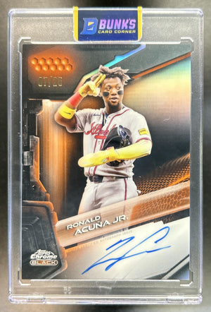 Ronald Acuna Jr. 2026 Topps Chrome Black #CBA-RAJ Auto Orange Refractor 7/25 Braves