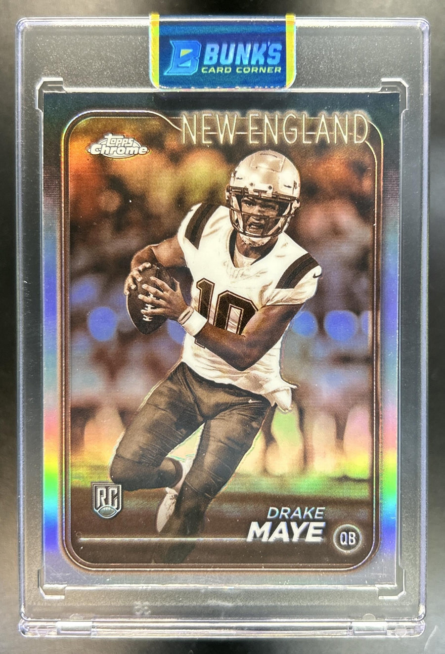 Drake Maye 2024 Topps Chrome #203 Sepia Refractor RC Patriots