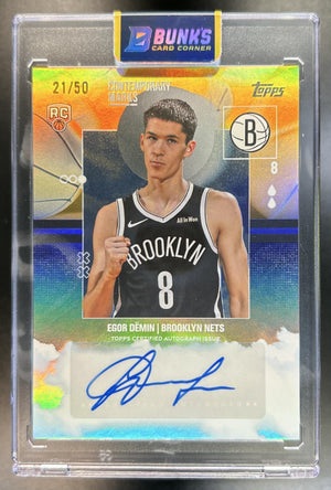 Egor Demin 2025-26 Topps #CM-ED Contemporary Marks Gold Rainbow 21 RC Auto Nets