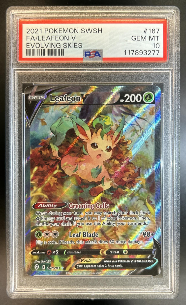 Leafeon V 2021 Pokemon Sword & Shield Evolving Skies #167/203 Full Art Ultra Rare PSA 10