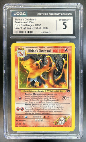 Blaine's Charizard Gym Challenge #2/132 Holo CGC 5 Error