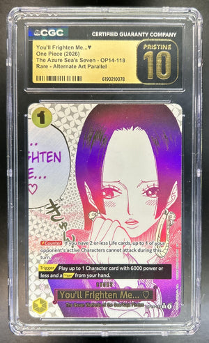 You'll Frighten Me... ? Azure Sea's Seven #OP14-118 Rare CGC Pristine 10