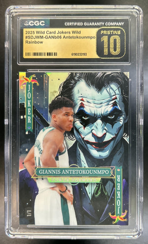 Giannis Antetokunmpo Wild Card #SDJWM-GANb06 2025 Jokers Wild 1/1 Rainbow CGC 10