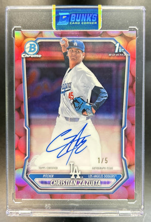 Christian Zazueta 2026 Bowman Chrome #CPA-CZ Auto Gum Ball Refractor 1/5 1st Prospect SSP Dodgers