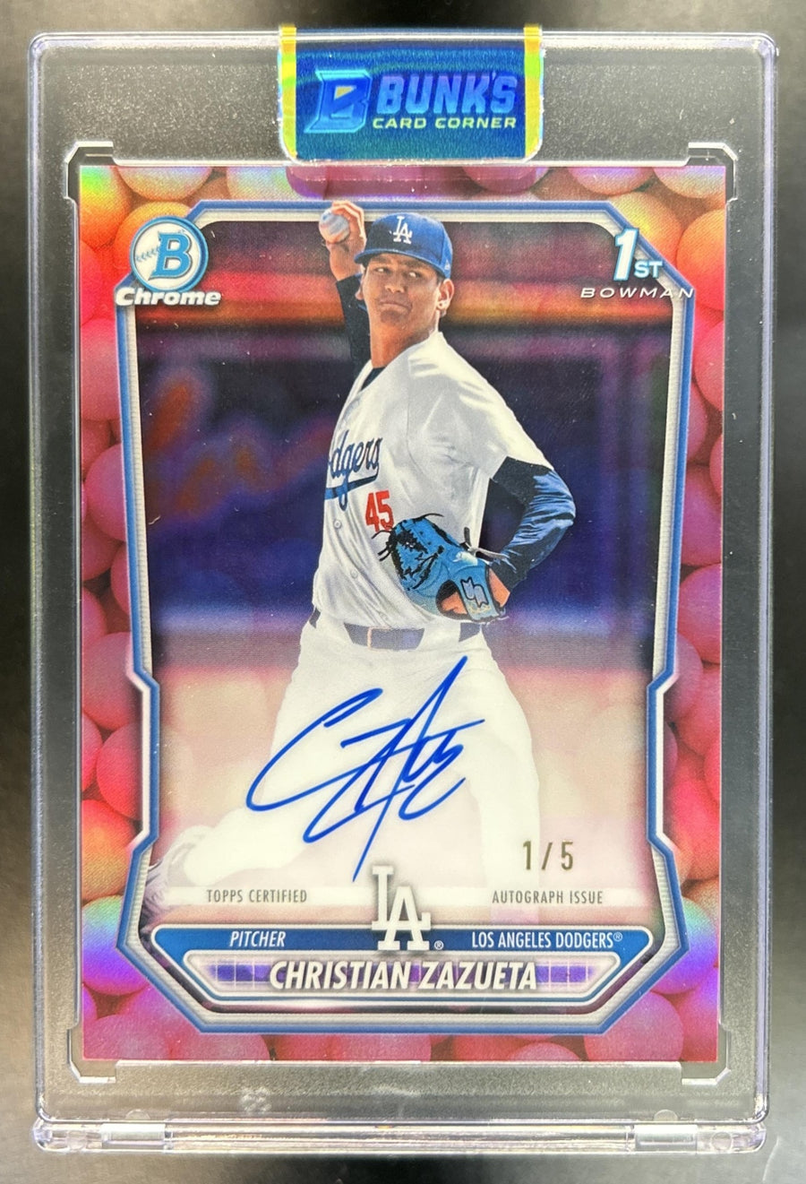 Christian Zazueta 2026 Bowman Chrome #CPA-CZ Auto Gum Ball Refractor 1/5 1st Prospect SSP Dodgers