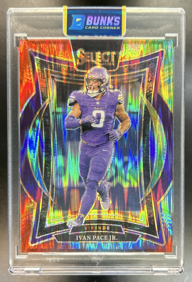 Ivan Pace Jr. 2024 Panini Select #62 Concourse Tie-Dye Prizm Shock 14/25 Vikings