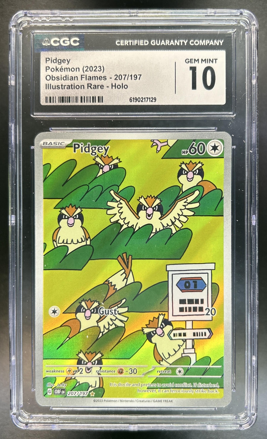 Pidgey SV Obsidian Flames - OBF EN #207/197 Illustration Rare CGC 10