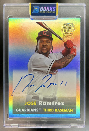 Jose Ramirez 2024 Topps Archives #FF-JRA Fan Favorites Premium Auto Guardians 99/99 Bookend
