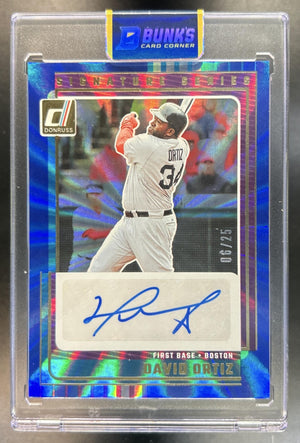 David Ortiz 2025 Panini Donruss #SG-DOR Signature Series Blue Laser 6/25 Auto Red Sox