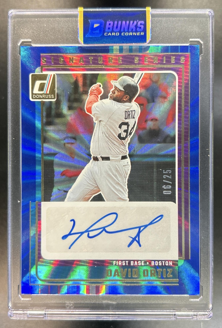 David Ortiz 2025 Panini Donruss #SG-DOR Signature Series Blue Laser 6/25 Auto Red Sox