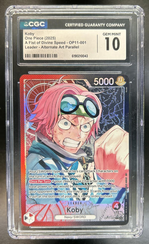 Koby A Fist of Divine Speed #OP11-001 Leader Alternative Art CGC 10
