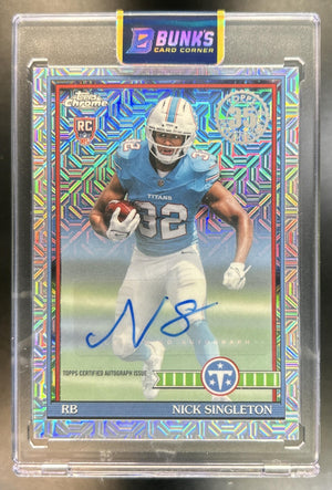 Nick Singleton 2026 Topps #91TRC-14 1991 Chrome Rookie Silver Pack Auto Mojo Refractor RC Titans