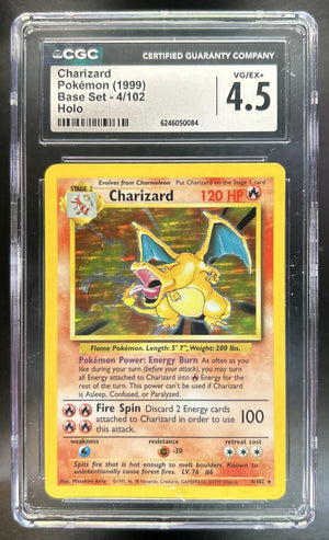 Charizard Unlimited #4/102 Set Rare Holo CGC 4.5