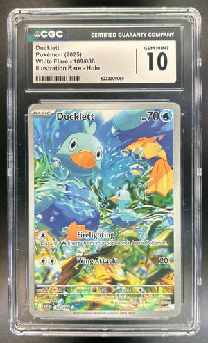 Ducklett White Flare #109/086 Illustration Rare CGC 10