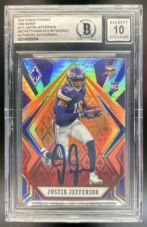 Justin Jefferson 2020 Panini Phoenix #111 Fire Burst RC Auto Vikings
