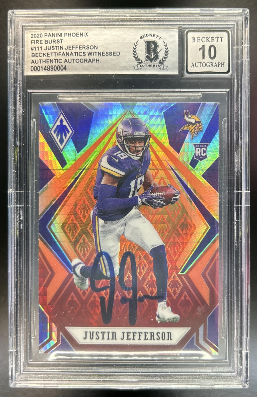 Justin Jefferson 2020 Panini Phoenix #111 Fire Burst RC Auto Vikings