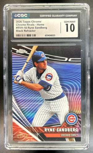 Ryne Sandberg 2026 Topps Chrome #RVH-18 Rivals Home Black Refractor 6/10 Cubs CGC 10