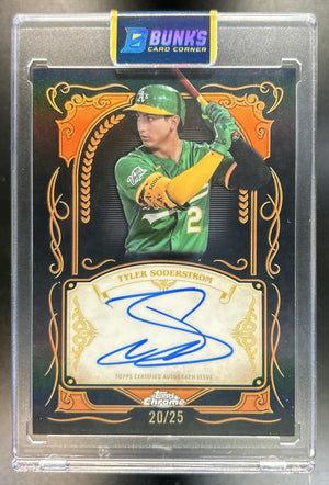 Tyler Soderstrom 2026 Topps Chrome #IS-TS Ink Strokes Auto Orange Refractor 20/25 SP Athletics