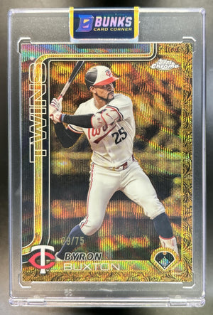 Byron Buxton 2025 Topps Gilded Collection #17 Chrome Gold Wave Refractor 29/75 Twins