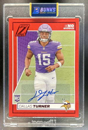 Dallas Turner 2024 Panini Zenith #124 Rookie Auto No Huddle RC Vikings