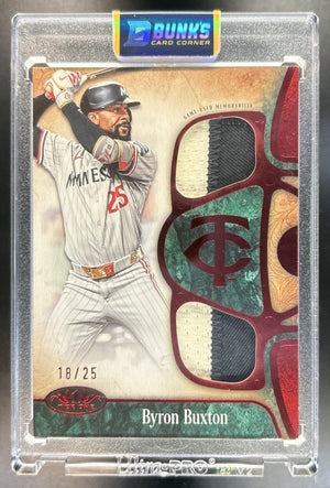 Byron Buxton 2026 Topps Tier One #T1R-BB Relic Dual Patch 18/25 MEM Twins