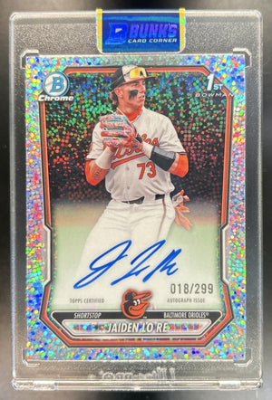 Jaiden Lo Re 2026 Bowman Chrome #CPA-JLO Auto Speckle Refractor 18/299 1st Prospect Orioles