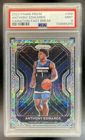 Anthony Edwards 2020-21 Panini Prizm #258 Fast Break Prizms RC Timberwolves PSA 9