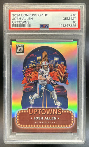 Josh Allen 2024 Panini Donruss Optic #16 Uptown SSP Bills PSA 10