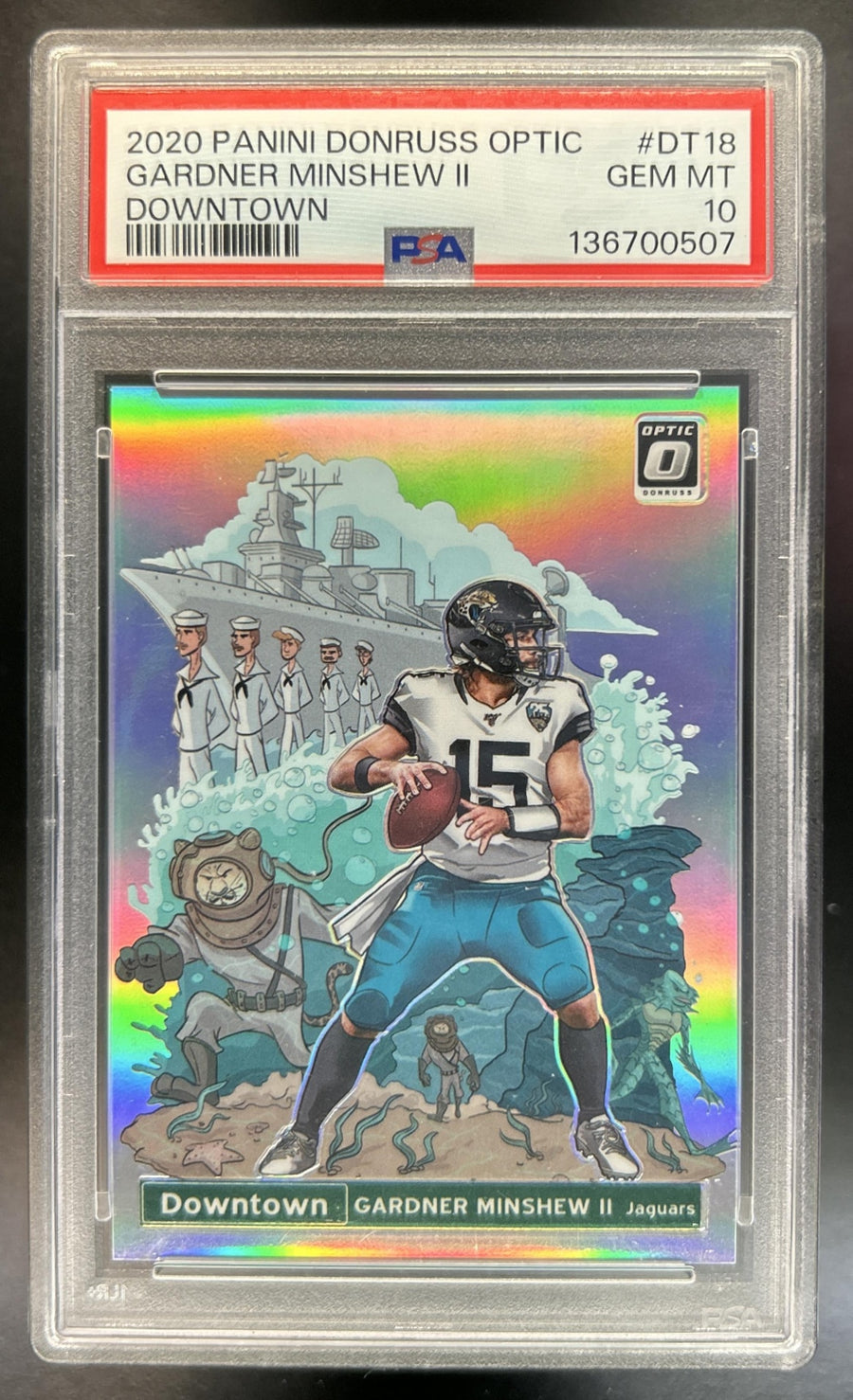 Gardner Minshew II 2020 Panini Donruss Optic #DT-18 Downtown SSP Jaguars PSA 10