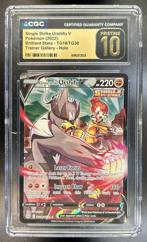 Single Strike Urshifu V 2022 Pokemon Sword & Shield Brilliant Stars #TG18/TG30 Trainer Gallery CGC Pristine 10