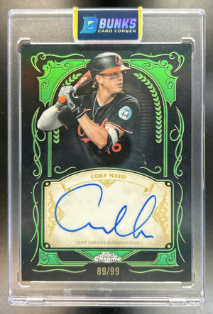 Coby Mayo 2026 Topps Chrome #IS-CM Ink Strokes Auto Green Refractor 89/99 SP Orioles