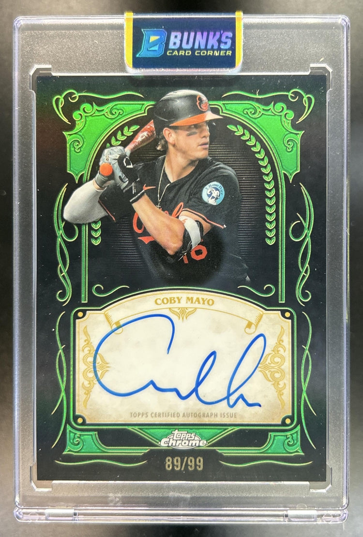 Coby Mayo 2026 Topps Chrome #IS-CM Ink Strokes Auto Green Refractor 89/99 SP Orioles